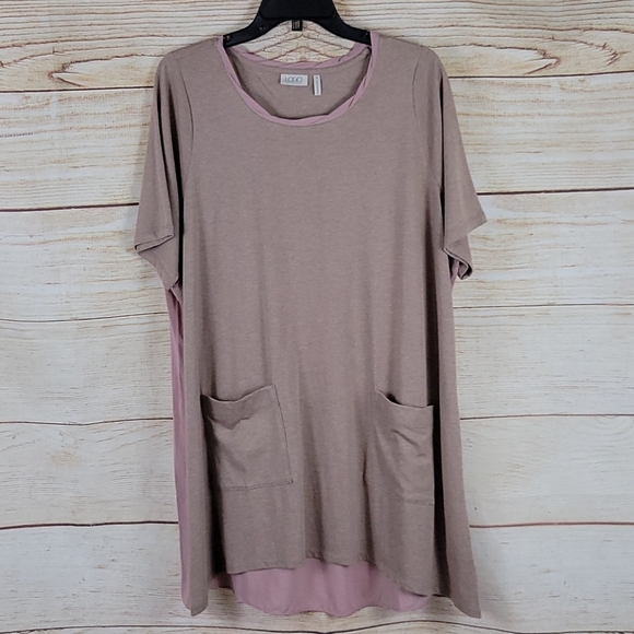 LOGO Lori Goldstein Blush Two Front Pocket Tunic